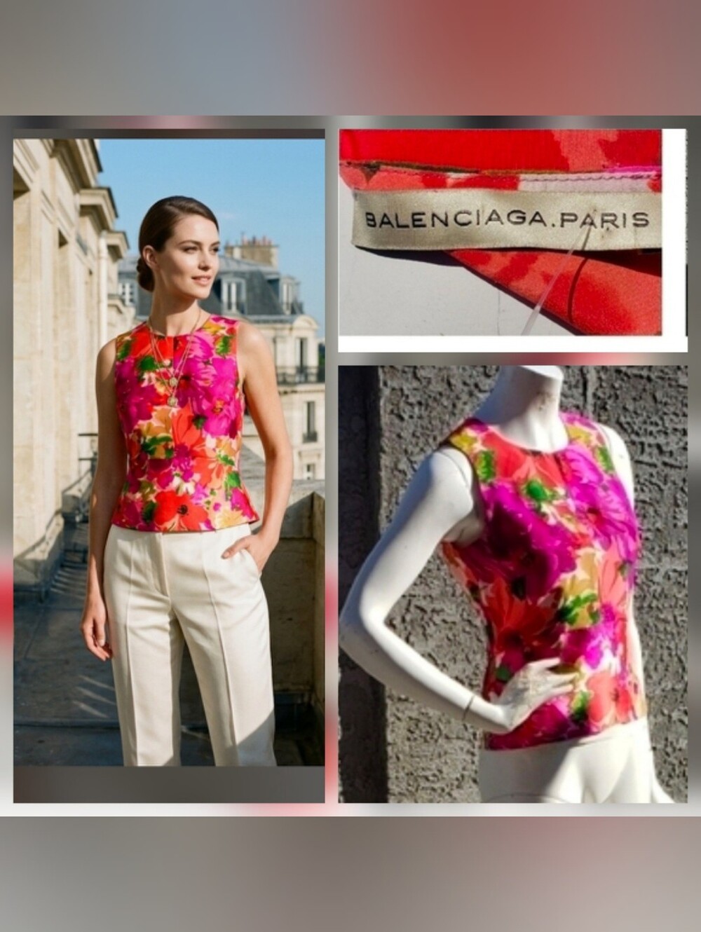 Balenciaga Multicolor Floral Silk‎ Sleeveless